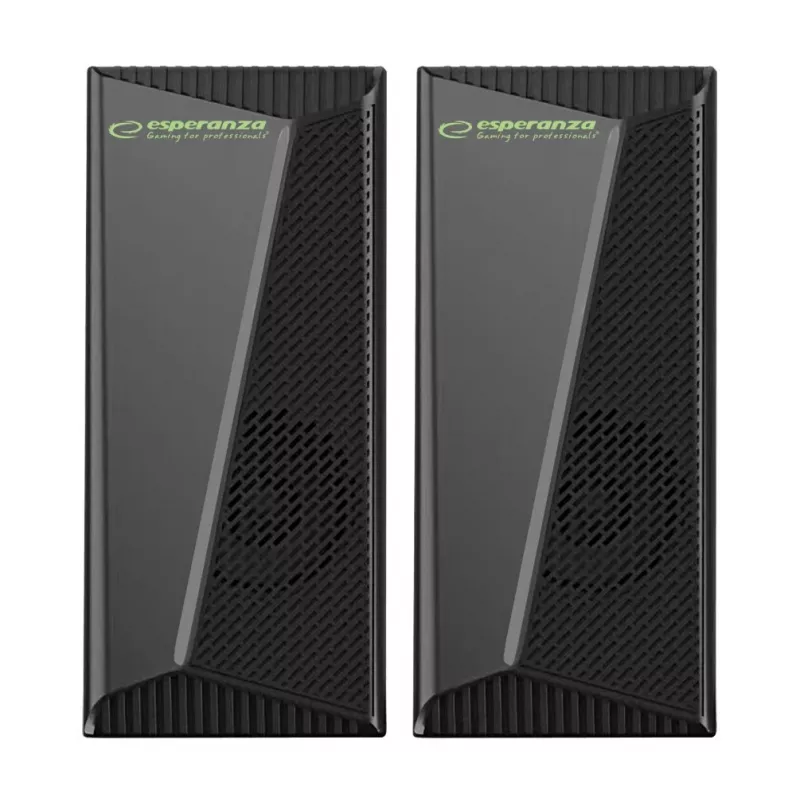 Esperanza EGS106 Rainbow Nortec 2.0-luidsprekers, 6 W (2x3 W), USB-voeding, 3,5 mm minijack, RGB-led, zwart