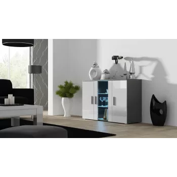 Cama sideboard 120 cm SOHO S7 grijs/wit glanzend