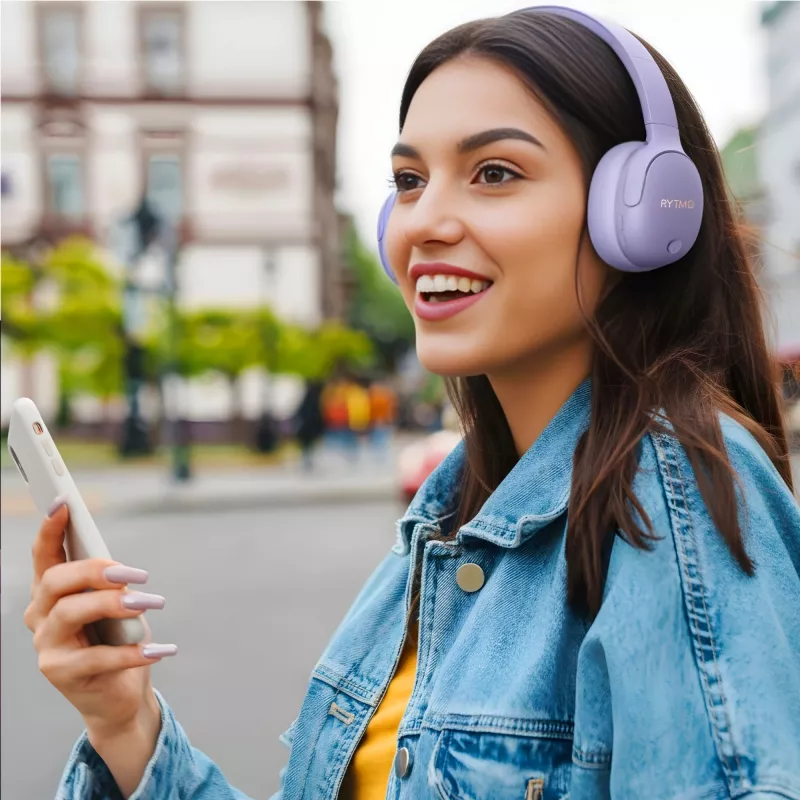 Koptelefoon MANTA HDP1001PU Rytmo Elegance paars over-ear bedraad, model HDP1001PU