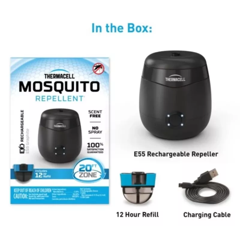 Thermacell E55XI draagbare muggenverdelger, accu-aangedreven zone