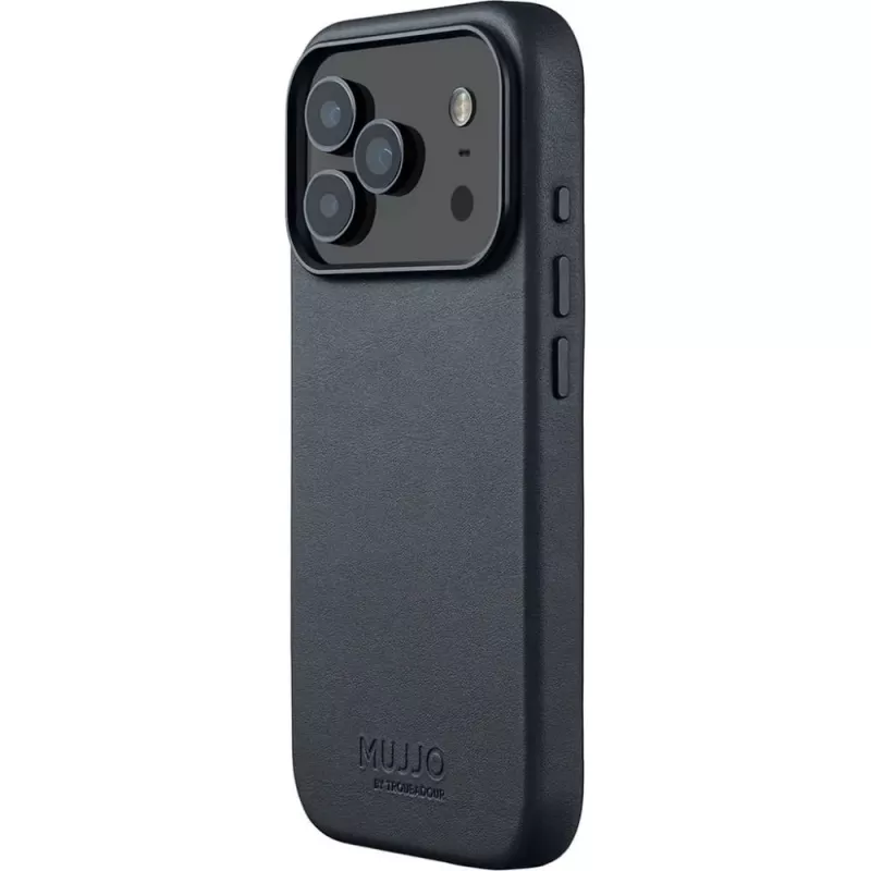 Mujjo Full Leather Case MagSafe hoes voor iPhone 17 Pro grijs