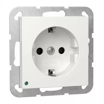 Wand-/plafond-SCHUKO-LED-lamp van Gira model 417003 met geïntegreerd Schuko-stopcontact