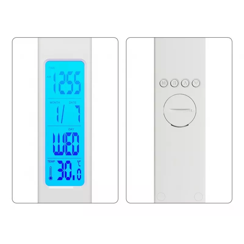 Media-Tech MT222 Leditou led-bureaulamp met 15 W Qi draadloze oplader, klok, wekker, thermometer, wit