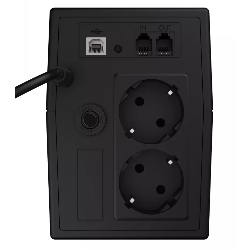 Uninterruptible power supply Green Cell UPS02 0,8 kVA (480 W) line-interactive, LCD, 2x Type-F stopcontacten, USB-B, RJ-45, RJ-11