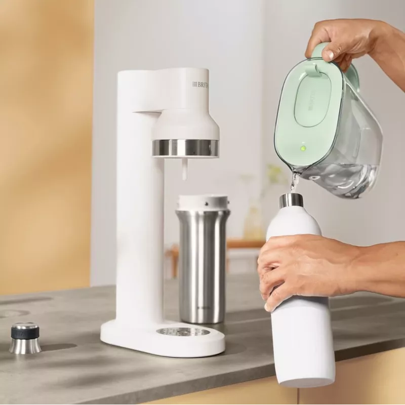 Brita sodaTRIO 1046735 carbonatorfles, roestvrij staal, 1 l, wit