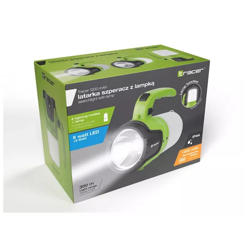Zaklamp TRACER TRAOSW46895 met 1200mAh oplaadbare accu, handzoeklicht