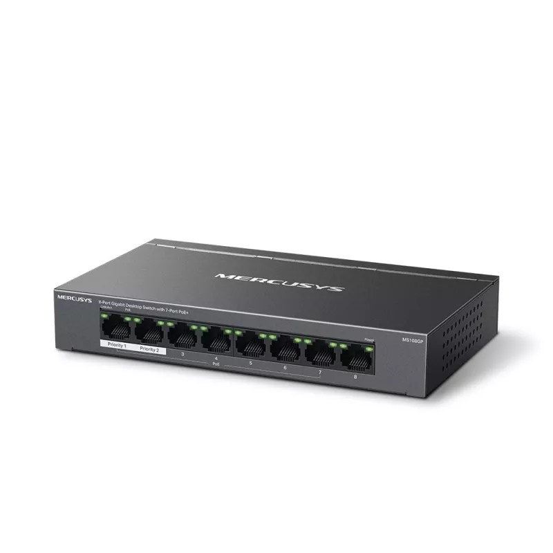 Mercusys MS108GP 8-poorts Gigabit desktop switch met 7 PoE-poorten
