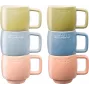 Keramische mokken Staub set van 6 stuks veelkleurig 100 ml - 6-delige thee-/espressokopjesset