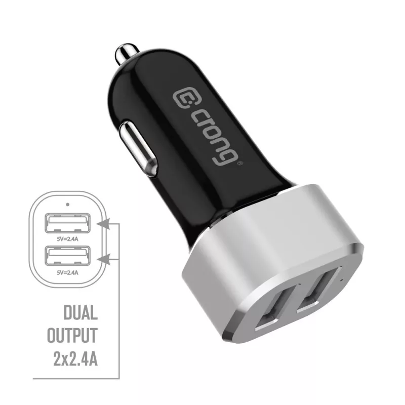 Autolader 2x USB 2,4A aluminium