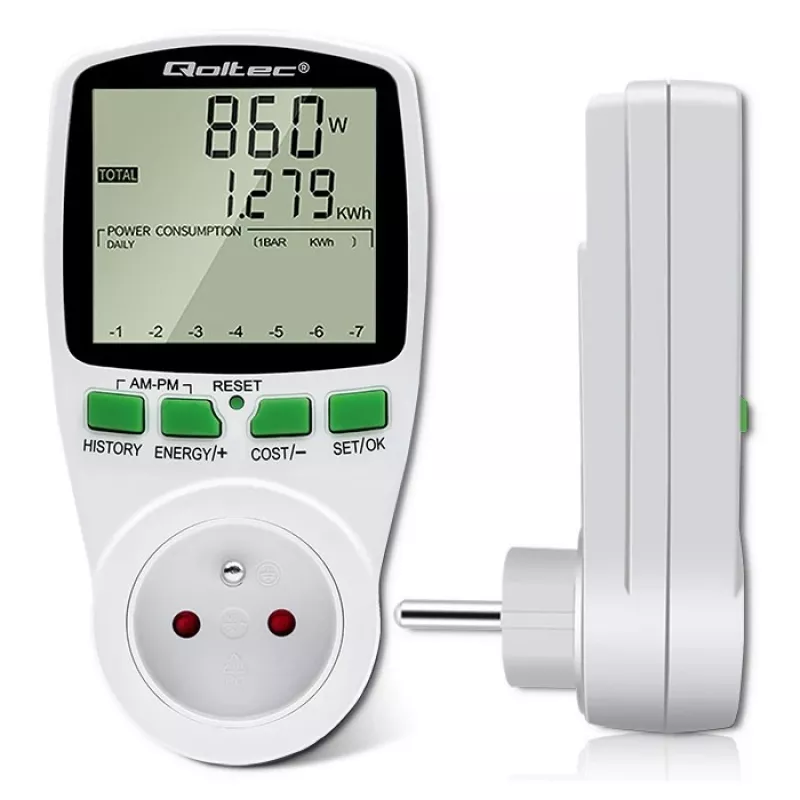 Vermogensmeter QOLTEC PM0627 3680W met historie — QOLTEC PM0627 3680W