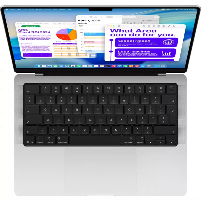 Apple MacBook Pro zilver MDE44D/A - 35,6 cm (14 inch), M5 10-Core Chip, 10-Core GPU, 16 GB RAM, 512 GB SSD / zonder voedingsadapter