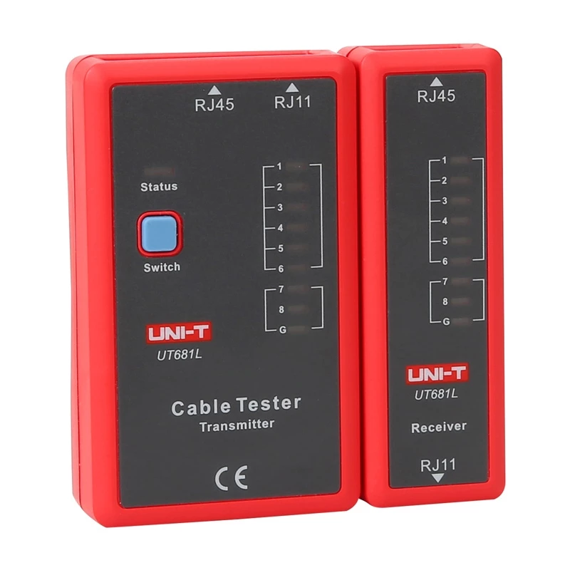 Netwerkkabeltester Unit UT681L voor RJ45- en RJ11-stekkers, doorgangs- en bedradingscontrole