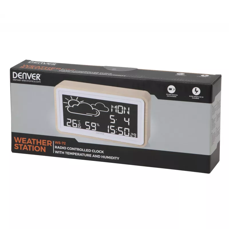 Digitaal weerstation Denver WS-72 hout LCD DC/batterij