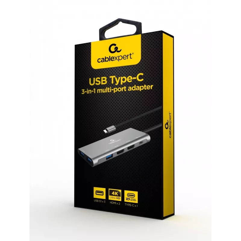 Gembird A-CM-COMBO3-03 USB Type-C 3-in-1 multi-poort adapter (hub + HDMI + PD)