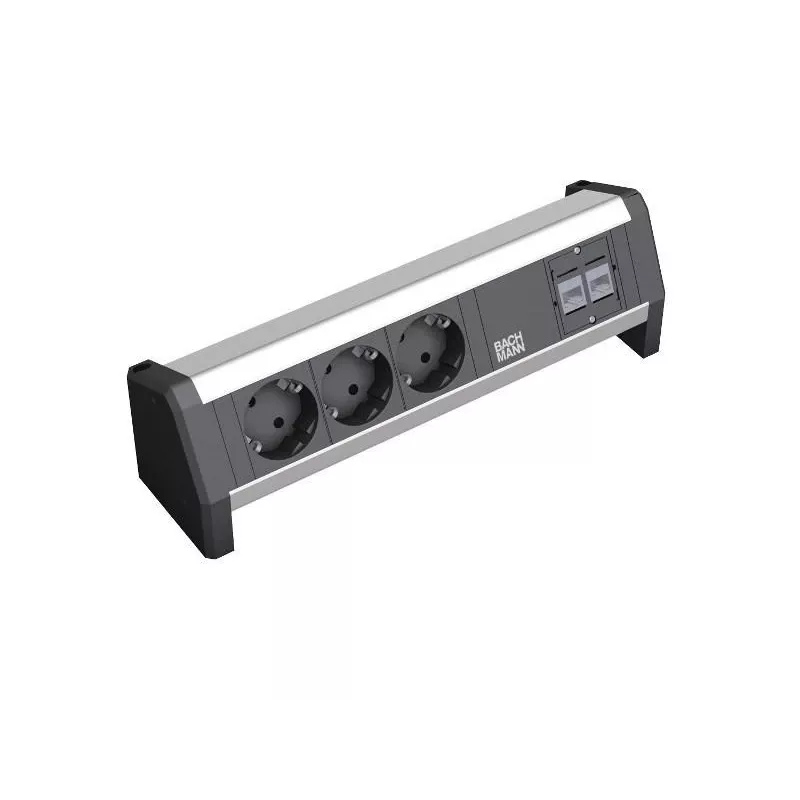 Stroomverdeler Bachmann Desk 1 3 AC-stopcontacten zwart