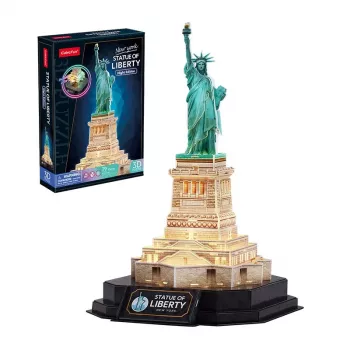 3D-puzzel CubicFun 306-L536H LED Vrijheidsbeeld nachteditie — modelbouwset met LED-verlichting