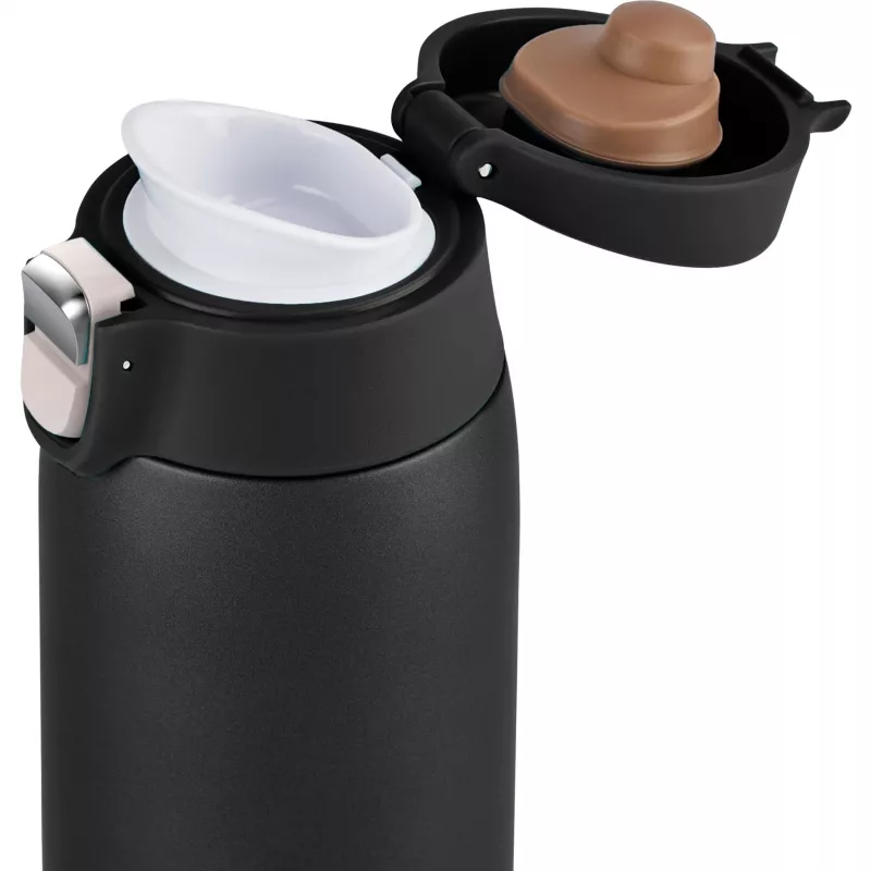 Reisbeker EMSA N2151700 0,4 l, zwart mat, flip-sluiting