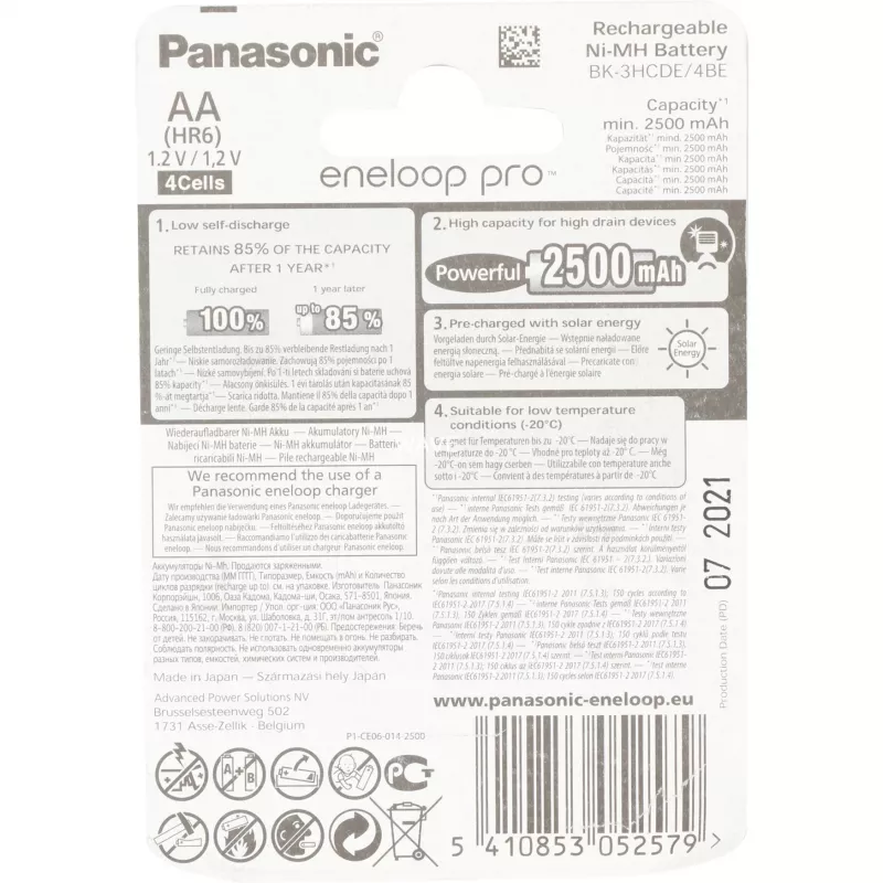 Oplaadbare AA-batterij Panasonic BK-3HCCE/4BE NiMH 1,2 V 4 stuks
