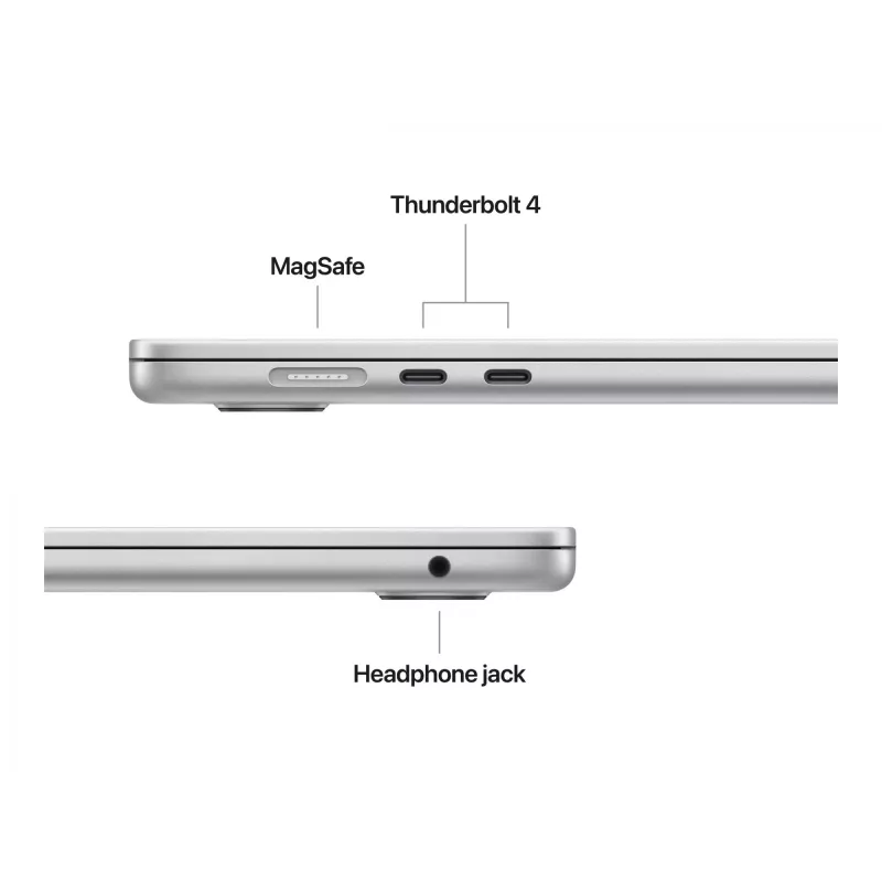 MacBook Air 15, zilver, M4 (10-CPU/10-GPU), 16 GB, 512 GB, Duits, 35W Dual USB-C Port voeding, MW1H3D/A