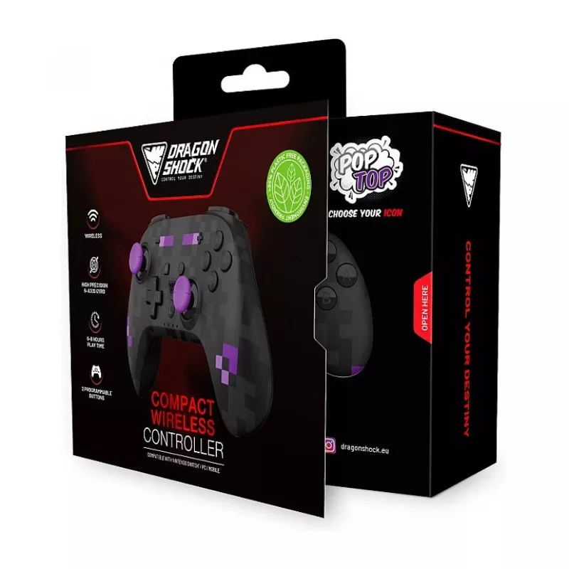 Dragonshock controller Poptop draadloze kubussen zwart Switch