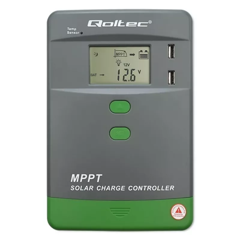 Solar-MPPT-laadregelaar QOLTEC 40A 12V/24V met LCD-display
