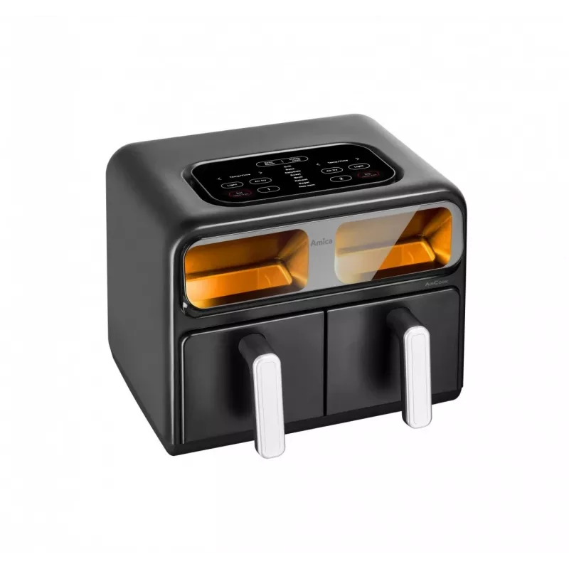 Amica AFM 7020 dubbele heteluchtfriteuse, 8 L, 2400 W, zwart
