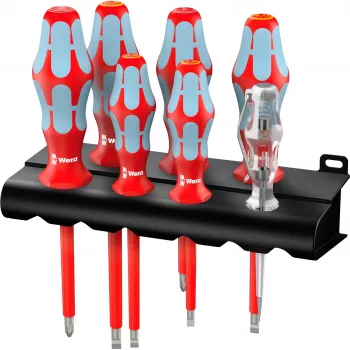 Wera 3160 i/7 Rack 05022728001 VDE-schroevendraaierset 7-delig aandrijving sleuf/kruiskop-PH (05022728001)