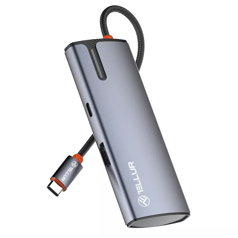 USB-C-hub Tellur TLL321061 met PD 3.0 100W, HDMI-uitgang en 3× USB 3.0-aansluitingen