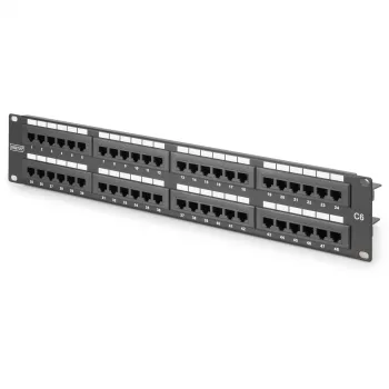 DIGITUS - Patchpanel - RJ-45 X 48 - grijs, RAL 7035 - 2U - 48 poorten (DN-91648U)