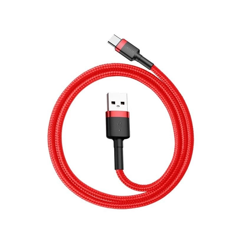 USB-2.0-A-naar-USB-C-kabel Baseus CATKLF-B09 1m QC3.0 nylon gevlochten rood, snel opladen en datasync