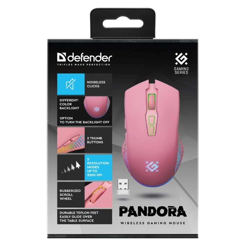 Draadloze gaming-muis DEFENDER P ANDORA PINK interface