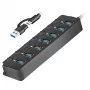 USB 3.2 Gen 1-hub, 7 poorts met aan-/uitschakelaar, zwart