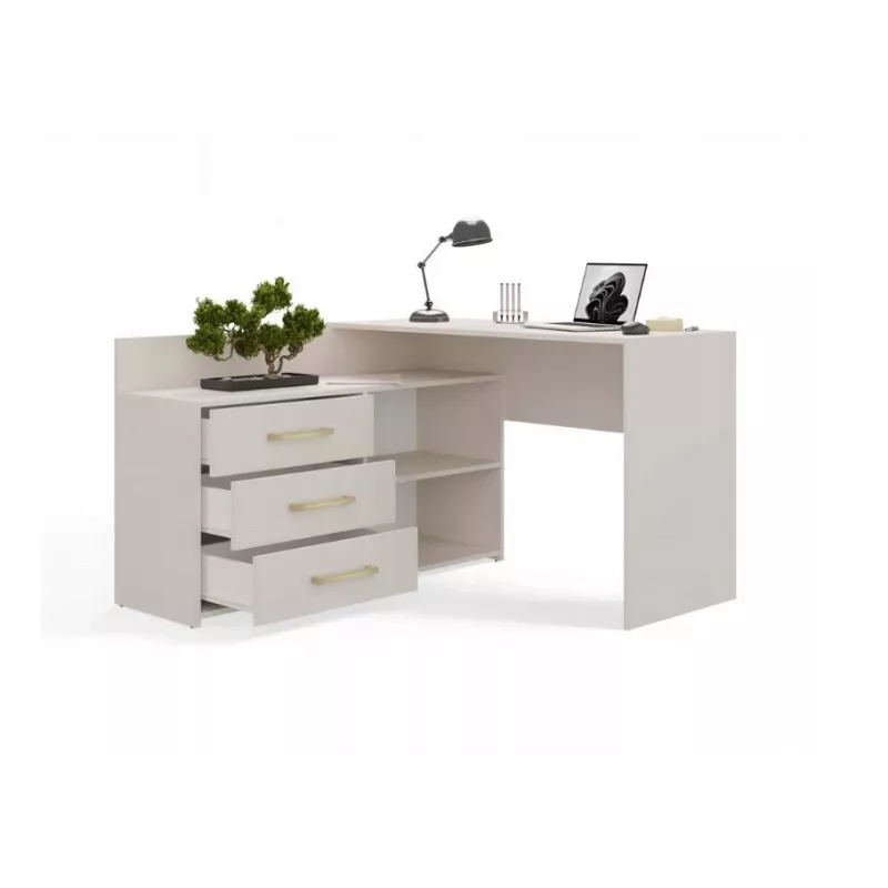 Hoekbureaublad e shop DANY Kaszmir beige — hoekwerkplek, compacte indeling