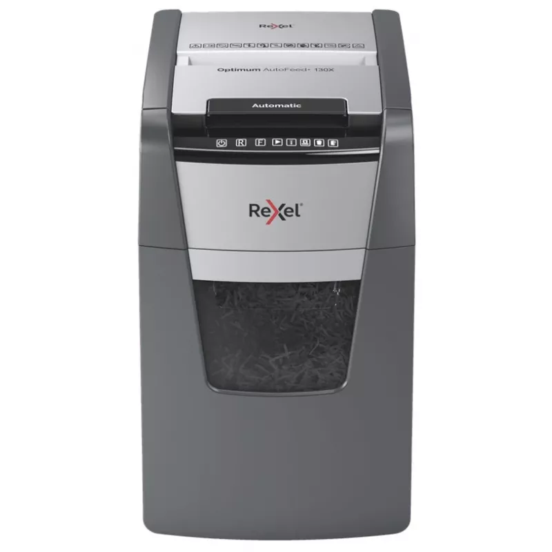 Rexel Optimum AutoFeed+ 130X Papiervernietiger kruisversnippering 55 dB 22 cm zwart, zilver