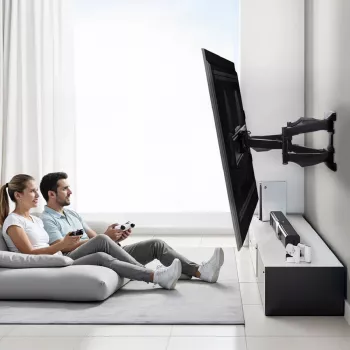 Wand-TV-beugel MACLEAN MC-781 voor beeldschermen van 66–177,8 cm (26–70 inch), kantelbaar -12–2°, VESA 100x100–400x400, max. draagvermogen 45 kg, zwart