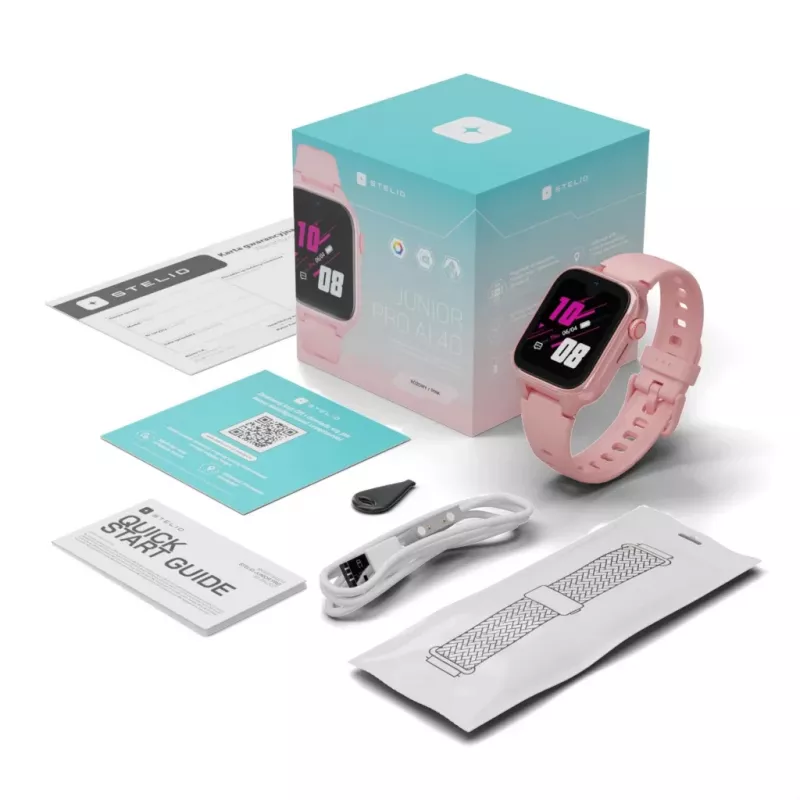 Smartwatch Stelio Junior Pro AI 4G ST-SWJ102-PK — kinder-4G-horloge, roze