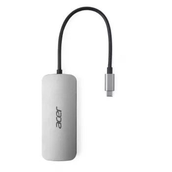 7-in-1 USB-C-dongle Acer — USB 3.2 Gen 1 Type-C, 3x USB-A, HDMI, SD/MicroSD, 100W PD, zilver
