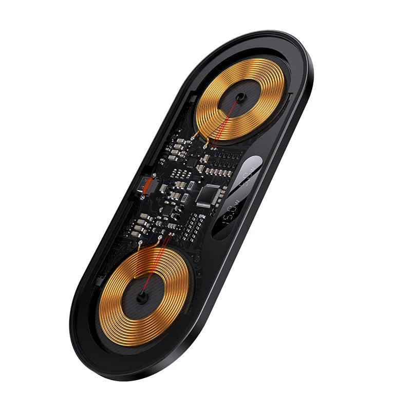 Baseus 2In1 20W digitaal LED-display hoofdtelefoon zwart draadloos opladen