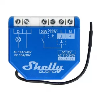 Slimme relaismodule Shelly Qubino Wave 1 kunststof 110-240V 16A, Z-Wave 868,4 MHz, blauw, wandmontage