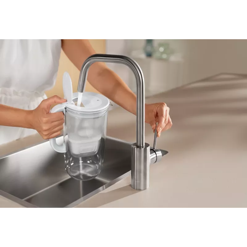 Brita Glass+1 Maxtra Pro Pure Performance glazen filterkan, 2,5 l totaal / 1,5 l gefilterd, vaatwasserbestendig, grijs