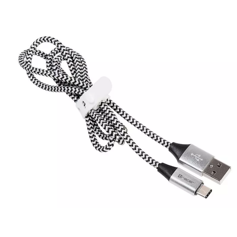 Kabel USB 2.0 Type-C stekker - C stekker 1,0m zwart-zilver