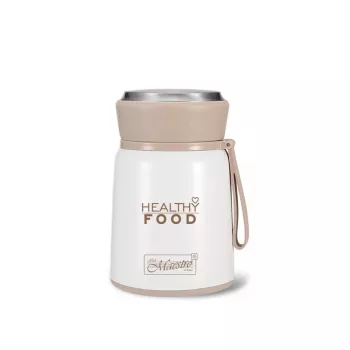 Thermosfles Maestro MR-1646-53 0,53 L RVS, beige/wit, vacuüm geïsoleerd, lekvrij, met lepel en bakje