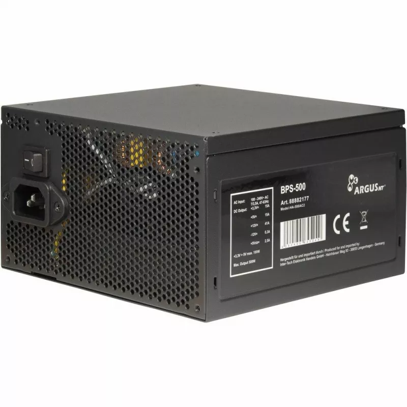 Inter-Tech ArgusNT BPS-500 voeding 500 W 20+4 pin ATX ATX zwart