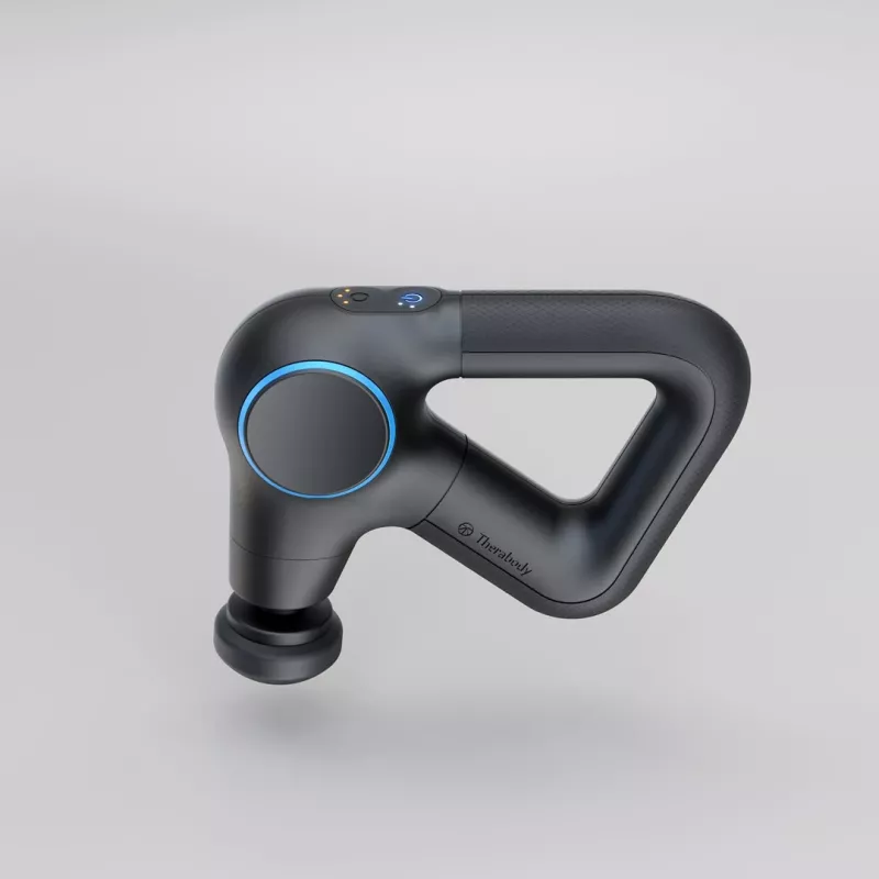 Therabody Theragun Prime Plus massageapparaat borst, hand, benen zwart, blauw