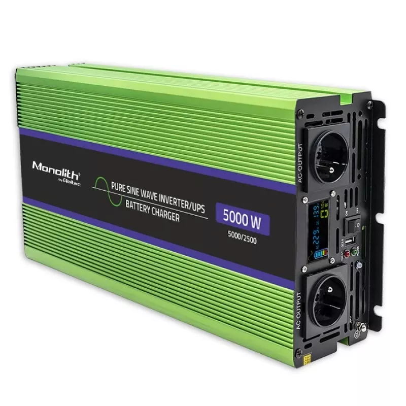 Qoltec Monolith voedingsadapter/omvormer auto 5000 W groen