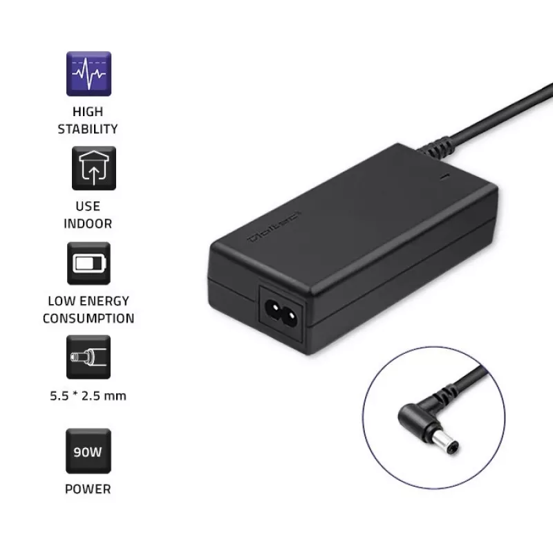 Qoltec 50075.90W voeding voor ASUS | 90W | 19V | 4,9A | 5,5*2,5 | +netsnoer