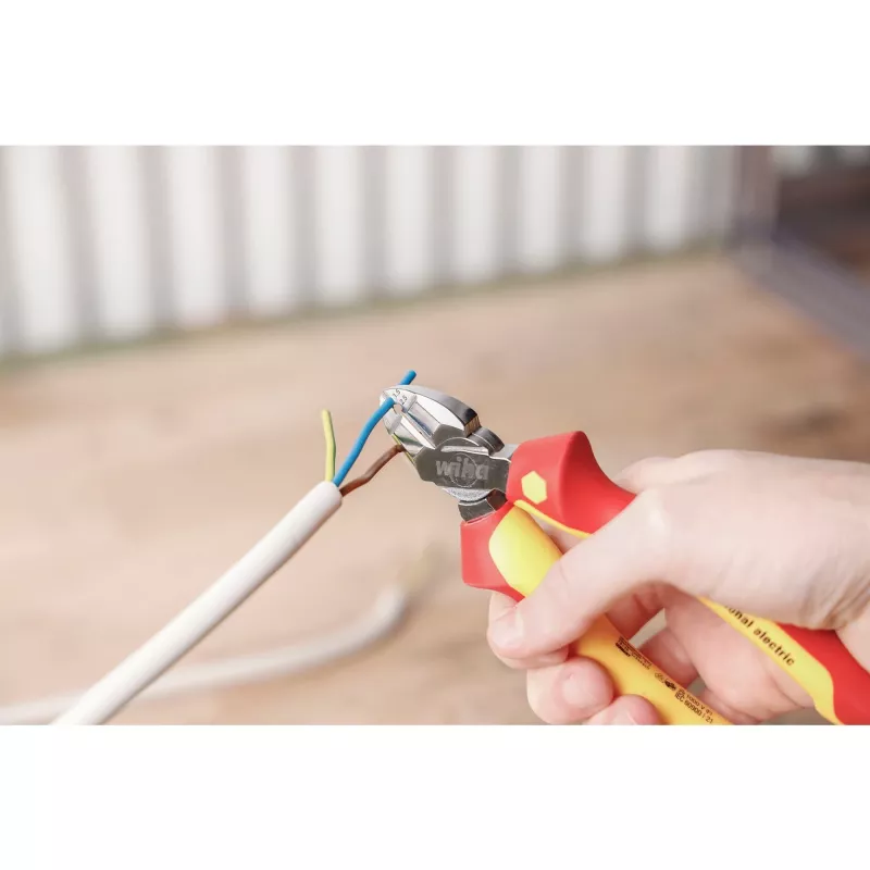 Handkabelschaar Wiha 26745 — staalconstructie, 160 mm lengte, rood/geel handvat