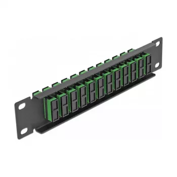 Glasvezel patchpaneel DeLOCK 10 inch 12 poorten SC duplex groen 1U zwart