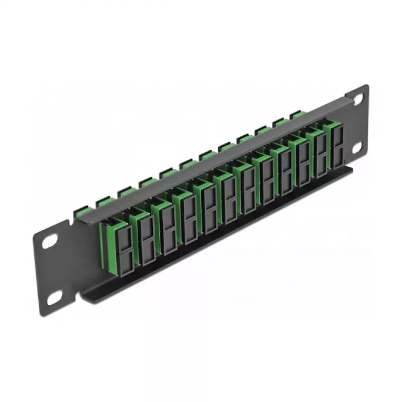 Glasvezel patchpaneel DeLOCK 10 inch 12 poorten SC duplex groen 1U zwart