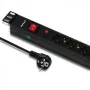 Qoltec 53993 19-inch 1U rack-PDU met overspanningsbeveiliging, 6x Schuko, 16 A, 2 m, zwart